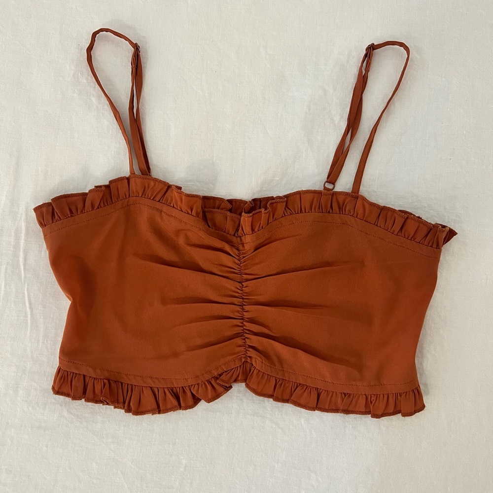 Urban Outfitters Ruched/Ruffle Crop Top